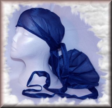 Sport Dorag Tie Down Long Tail Breathable Mesh Du-Rag Cap in Navy Blue