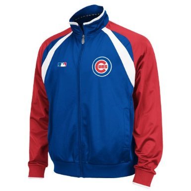 MLB Men's Chicago Cubs Thermabase Long Sleeve Full Zip Fleece Track Jacket, Pro Royal/Pro Scarlet/Pro Whit, Large