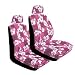 - Set of 2 Universal-fit Hawaiian Hibiscus Floral Print Low Back Front Bucket Seat Cover with Separate Headrest Cover - Pink
