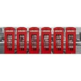 (12x36) London 6 Red Phoneboxes Telephone Booths Art Print Poster