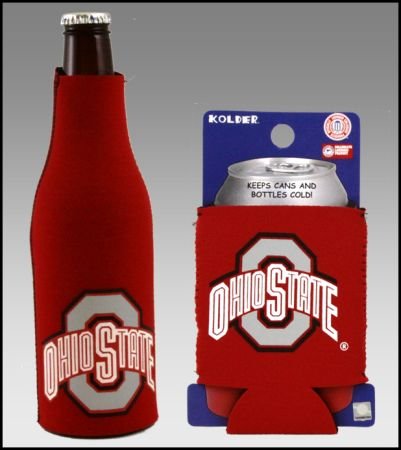 SET OF 2 OHIO STATE BUCKEYES CAN & BOTTLE KOOZIE COOLER
