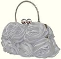 Edle Handtasche/Brauttasche m.Blüten in Weiß