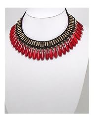 Cotton Waxed Thread Semi GemStone Necklace In Brass