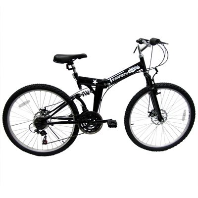 21 Speed Folding Mountain Bike w/ Suspension Frame and Disc Brakes