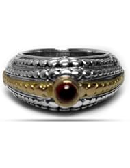 Sterling Silver & 18K Gold Byzantine Style Tourmaline Ring
