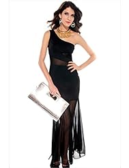 Sexy One Shoulder Polyester Mesh Lace Bodycon Dress/Evening Dress/Maxi Dress 