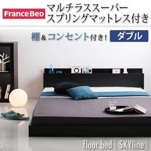 棚・コンセント付きフロアベッド【Skyline】【マルチラススーパースプリングマットレス付】D