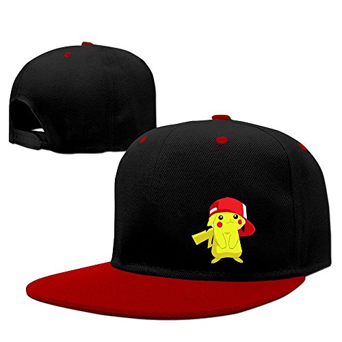 Matthe Street Pokemon Pikachu Unisex Adjustable Baseball Snapback Hip Hop Cap Hat Red
