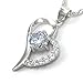 SJS Collection Forever in My Heart Sterling Silver Pendant Necklace w/ 9 AAA Cubic Zirconia Diamonds. 18
