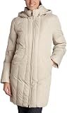 Liz Claiborne Women's Three Quarter Down Hooded Jacket,Pearl,Medium