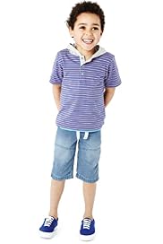 2 Piece Pure Cotton Hooded Striped T-Shirt & Shorts Outfit