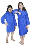 Girls and Boys Kids Hooded Terry Turkish Robe Bathrobe 100% Cotton Blue, Small/Medium, Age: 3-6