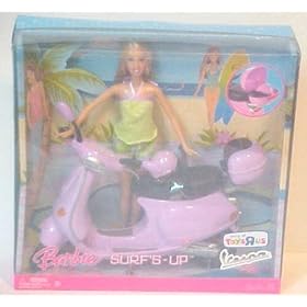 Barbie Surf's up Barbie Doll with Lilac Vespa Scooter by Barbie