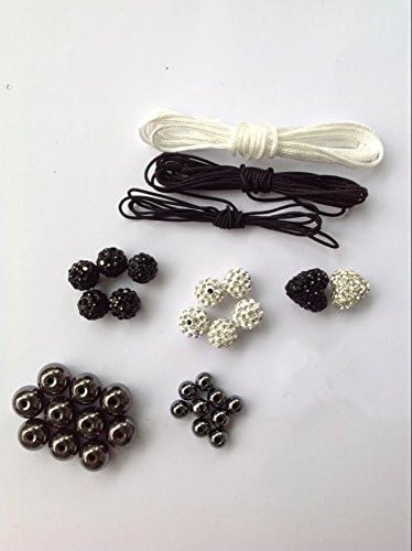 DUMAN DIY Jewelry Making Starter Kit Shamballa Crystal Beads Black White,onyx agate Bead, Black White cord