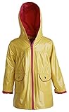 Wippette Big Girls Waterproof Vinyl Fully Lined Solid Hooded Raincoat Jacket - Lemonade (Size 10/12)