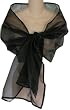 Black Sheer Organza Evening Wrap Shawl for Prom Wedding Bride: Available in single or 6 packs