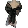 Black Sheer Organza Evening Wrap Shawl for Prom Wedding Bride: Available in single or 6 packs