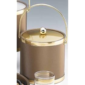 Kraftware 44768 Gleam - Bronze 3 Quart Ice Bucket with Bale Handle, Bands and Metal Cover by Kraftware