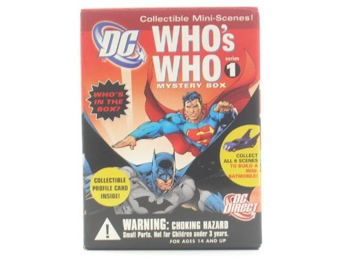  DC Superhero mini action figure Who's Who Mystery Box collectible mini-scenes Batman Superman Flash Joker Shazam! or Green Lantern figure + one piece of build a mini Batmobile