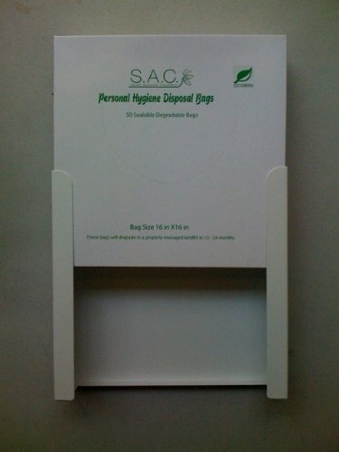 S.A.C SD8010 22 Gauge Steel Incontinence Disposal Bag Dispenser, 8-1/4" Length x 8-1/4" Width x 2" Height, White