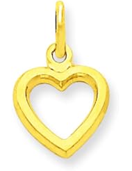 14K Yellow Gold Heart Charm Polished Love Pendant