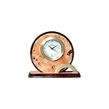 Seth Thomas Burl Finish Wood Case Gold Tone Bezel with Off-White Dial Round Alarm Mantel Clock with Plate