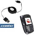 2 Pieces Value Combo Of Blackberry 8700, 8700c, 8700g, 8700r, 8700f, 8700v Krusell Cabriolet Leather Case with Belt Clip + Retractable 2-In-1 USB Data Hotsync & Charging Cable