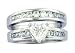 Platinum Plated Sterling Silver Cubic Zirconia Heart-Shaped and Round Bridal Ring Set, Size 6