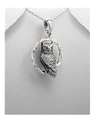 Owl Pendant Necklace In 92.5 Sterling Silver