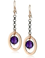 1AR by UnoAerre 18k Rose Gold Plated Amethyst Crystal Drop Earrings