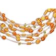 20" Graduated 8 Strand Amber Bead/Peridot Chip Necklace