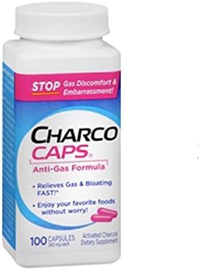 Charcocaps Dietary Supplement Anti-Gas Formula, 100 Count Per Bottle (4 Bottles)