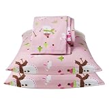 Circo Pink Snowgirl Flannel Sheet Set - Queen
