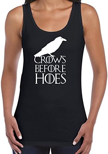 Starlite~Womens Funny Sayings Slogans Tank Top Vests-Crows Before Hoes Black-S