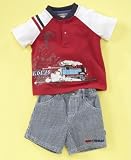Thomas & Friends Baby Boy Raglan Tee and Striped Denim Short Set