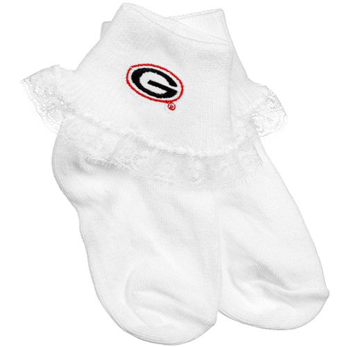 Georgia Bulldogs Newborn Girls White Lace Ankle Socks