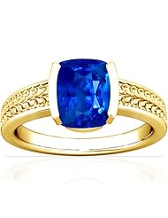 18K Yellow Gold Cushion Cut Blue Sapphire Womens Astrological Ring