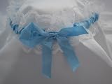 Produkt-Bild: Strumpfband zur Hochzeit mit Spitze in wei&szlig;/ blau