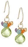 14k Yellow Gold Peridot Briolette Drop and Multi-Gemstone Beaded Earrings