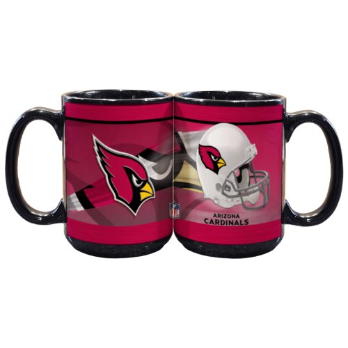 NFL Arizona Cardinals 15-Ounce Black Helmet Mug (2 Pack)