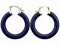 Lapis Large Traditional Hoop Earrings, 14k Gold
