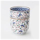 【有田焼 湯呑】 赤絵唐草 コップ（青） 〔キャッシュバックキャンペーン対象商品〕