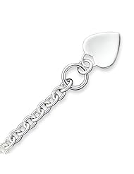 Sterling Silver Engraveable Heart Disc on Fancy Link Toggle Bracelet - 7.75 Inch