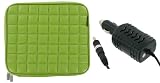 2n1 Combo - Acer Aspire One AOD150-1197 10.1-Inch Netbook Laptop Sleeve Slipcase with 12v Car Charger (Memory Foam with Faux Leather - Green)