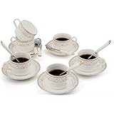Porcelain Tea Cup and Saucer Coffee Cup Set with Saucer and Spoon 18 pc, Set of 6 TC-ZSCQ