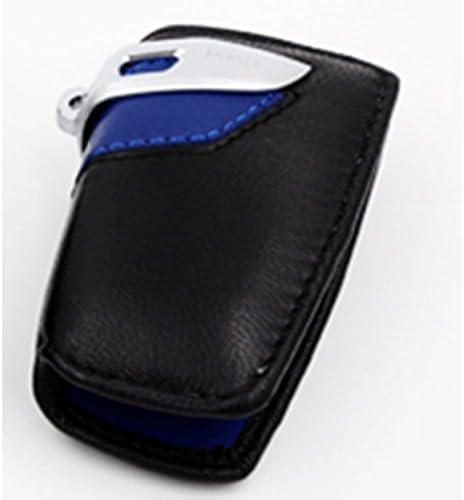 For BMW Series F01 F02 F30 F25 F10 F07 F12 F20 Genuine Real Leather Remote Key Case Cover Bag Holder Black &amp; Blue