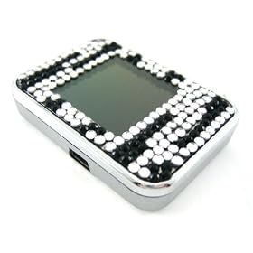 Zebra Silver and Black Crystal Rhinestone Portable Key Chain Digital Picture Frame Album