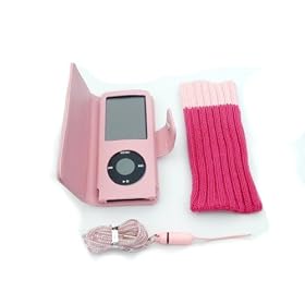 4G PINK WALLET CASE & FREE PINK SOCK COVER FOR THE NEW APPLE iPOD NANO (Nano-Chromatic) 4th GENERATION 8GB 16GB (SEP 2008)