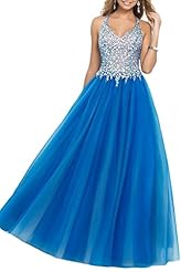 V-neck Cocktail Floor Length Crystal Sheer Illusion Crystals 2015 Halter Evening Dress/Homecoming Dress/Prom Dress  with a Brush/Sweep Train 