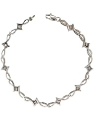 10k White Gold Double Loop Diamond Tennis Bracelet w/ 0.10 Carat Brilliant Cut Diamonds, 1/4 in. (6mm) wide